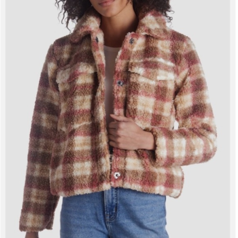 Avec Les Filles short plaid trucker jacket . Size L